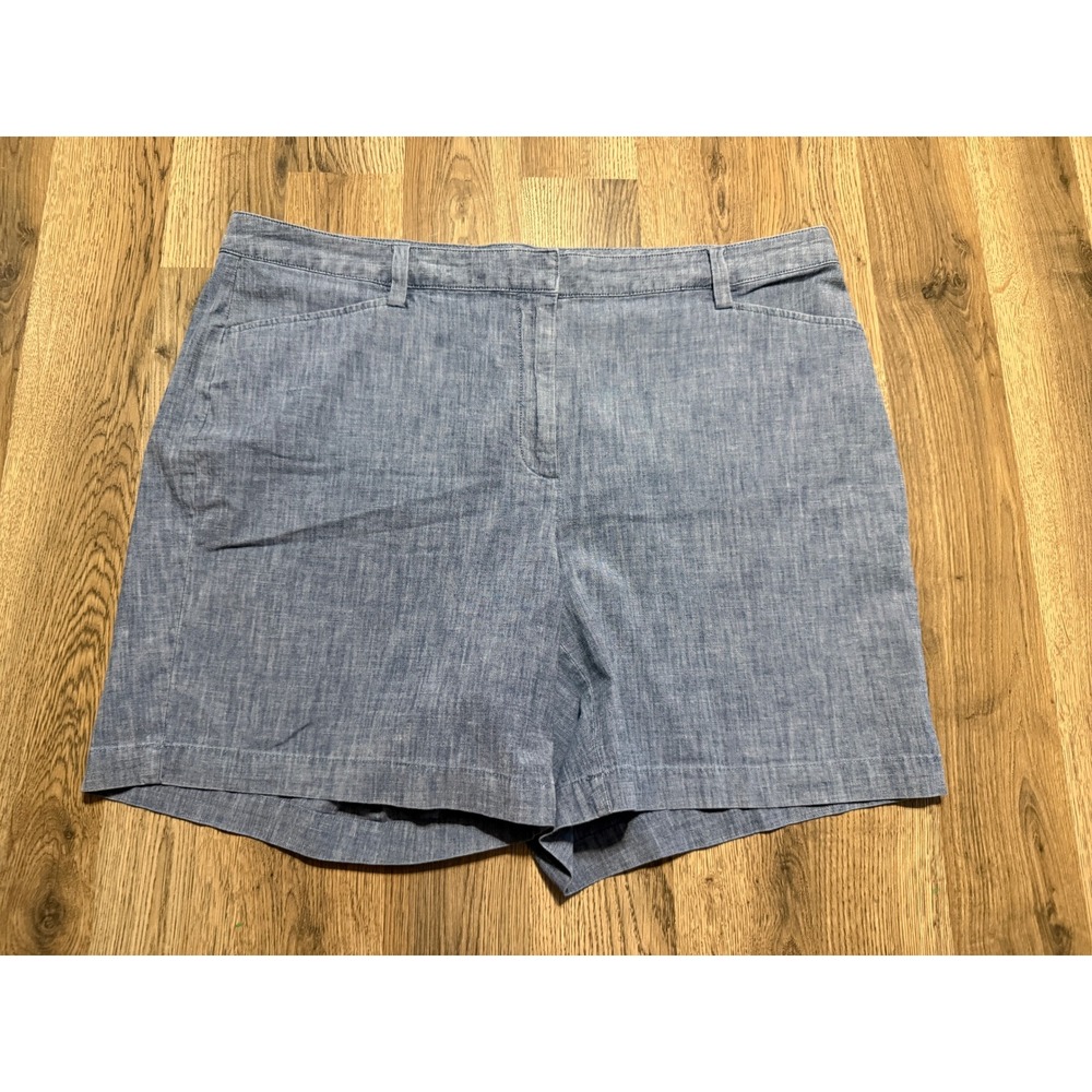 Lands' End Shorts Womens Size 18 Blue Chino Mid Rise Cotton Blend